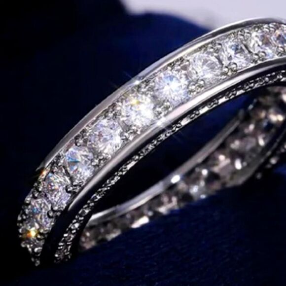 2 Ct. White Baguette Diamond Ring 14K White Gold on 925 Silver - Picture 3 of 7